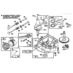 Crankshaft Diagram and Parts List for 259700-259799 0102, 0104, 0117 Briggs and Stratton Engine